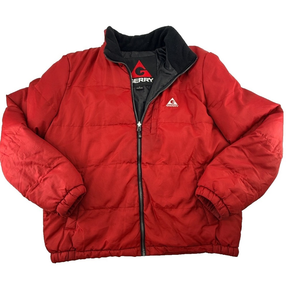 Gerry Puffer Jacket Mens Medium Red Insulated Full Zip Winter Coat Outdoor